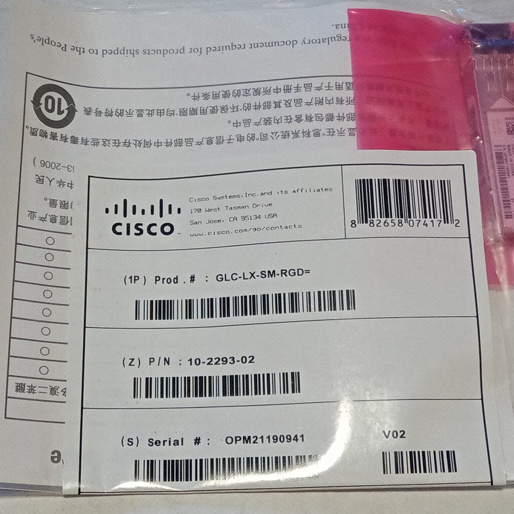 Cisco SFP Transceiver GLC-LX-SM-RGD 1000Base ,10km,New ,Seal,$125/pcs (50pcs ava